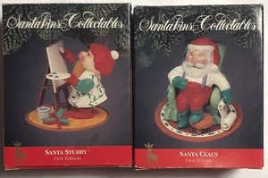2 Christmas Santakins Collectables Ornament Santa Stubby Santa Claus 1st Edition - Picture 1 of 11