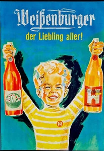 1958 GERMAN POSTER – WEISSENBURGER – EVERYONE’S FAVORITE ADVERTISING ART - Picture 1 of 2