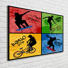 Wandbild aus Plexiglas® Druck auf Acryl 100x70 Teenager Fahrrad Skateboard