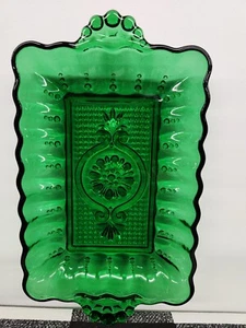 Set of 5 Vintage 50's Anchor Hocking Rectangle Forest Green Relish Dishes - Picture 1 of 18