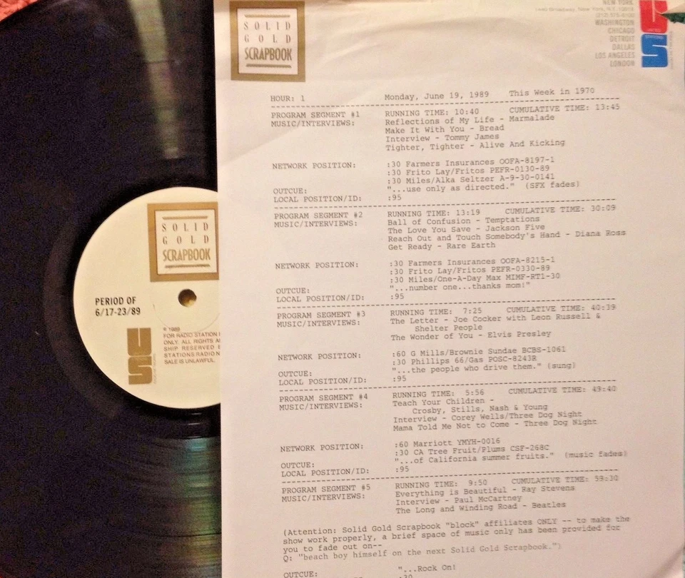 RADIO SHOW: 6/19/89 THIS WEEK '70! CSN&Y, RAY STEVENS, JOE COCKER & LEON RUSSELL - Image 1 of 1