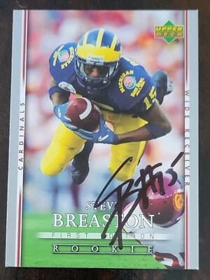 STEVE BREASTON Signed 2007 Upper Deck Rookie #170 Michigan Wolverines Rose Bowl - Image 1 of 2