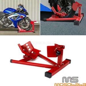 Heavy Duty Front Motorcycle Motorbike Wheel Chock Paddock Stand For 15-20'' Tire - Foto 1 di 9