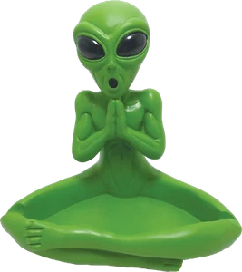 5,5" großer grüner Alien Yogi Namaste Polystone Aschenbecher  - Bild 1 von 1