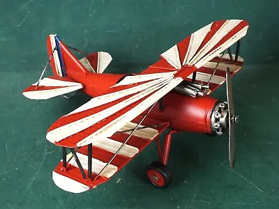 Blechspielzeug Großes Flugzeug Doppeldecker Rot Weiß Drehbare Räder / Propeller • 39.90€