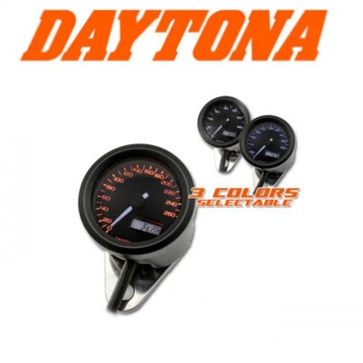 Daytona Digitaltacho Velona Ø 48mm 260 km h Tacho Uhr Voltanz. Trip blau ora wei - Bild 1 von 4