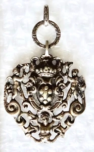 pENDANT PERUZZI MEDICI COAT ARMS MELUSINE MERMAID STERLING SILVER ITALY neocurio - Picture 1 of 10