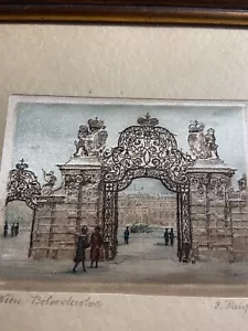 Silk Drawing Belvedere Palace Vienna Framed - Picture 1 of 9