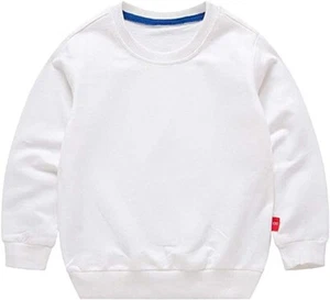 HAXICO Unisex Kids Solid Cotton Thin Pullover Sweatshirt, White 5T - Picture 1 of 5