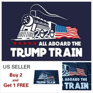 3x5 Ft Trump All Board the Trump Train President Donald MAGA Flag US Train - Picture 1 of 3