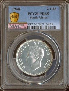 1948 Sudafrica Argento 2-1/2 Scellini PCGS PR65 Qualità - Foto 1 di 2