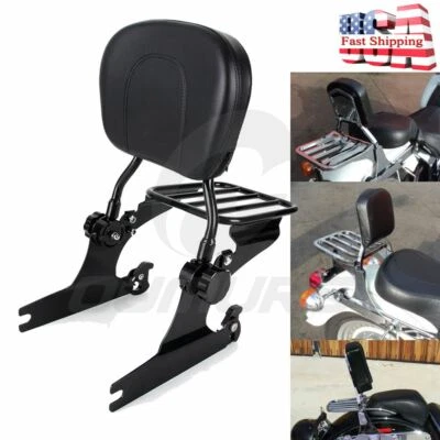 Detachable Backrest Sissy Bar Luggage Rack For Harley Softail Night Train FXSTB - Image 1 of 4
