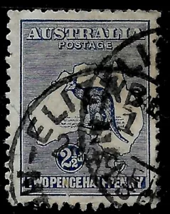 1915-24 AUSTRALIA Sc#46 Wm 10 CD:Elizabeth-Melbourne/TRAIN? STEAMER?/ KANGAROO - Picture 1 of 2