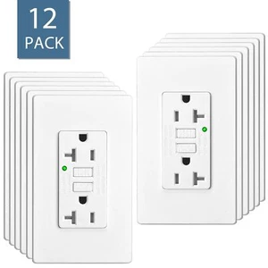 GFCI Toma 20 Amperios Indicador LED No-TR Receptáculo de Pared con Placa de Pared Decorativa ×12 - Imagen 1 de 12