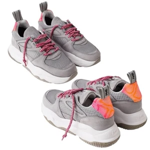 P448 Luke Shabby Women’s Chunky Sneaker Gray Neon Pink Size 36 US 6-6.5 - Picture 1 of 15