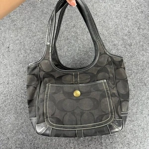 Borsa a tracolla Coach nera Ergo Hobo tela bordo pelle borsa a mano Y2K - Foto 1 di 9