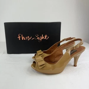 Phase Eight Patent Lynda Bow Slingback Glossy Finish Heels Nude Size 4 UK - Picture 1 of 12