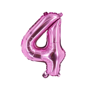 Number Four Balloon Pink Number 4 Balloon 32" Foil Mylar Pink Number Balloon - Picture 1 of 1