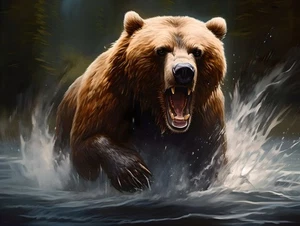 Nature Bear Grizzly Artwork oil Painting Home Decor Wall Art Printed on Canvas - Picture 1 of 10