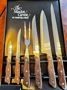 Juego de cuchillos para servir tallar vintage The Master Carver 6 piezas juego limpio usado - Imagen 1 de 10