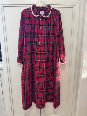 Camisón de franela Lanz of Salzburg para mujer talla S rojo negro manga larga a cuadros Foto 1 de 4