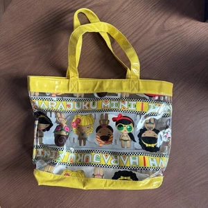 Harajuku Mini Tote Bag Womens Yellow Vinyl Clear Shopping Beach Pool Target - Picture 1 of 9