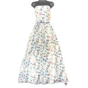 Storia Ditsy Floral Maxi Dress Womens Large Cottagecore Boho Eyelet Lace Garden - Picture 1 of 14