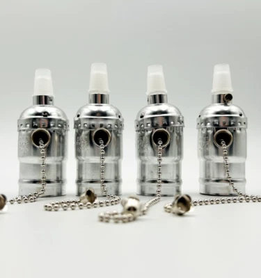 4 x Light Sockets E26/E27 Vintage Lamp Holder Bulb Base with Pull-chain Switch - Image 1 of 4