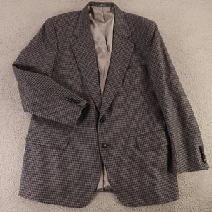 VINTAGE Tweed Jacket XL XLT Gray Houndstooth Check 100% Wool Lambswool 46L - Picture 1 of 15