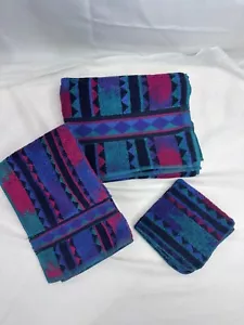 Juego de toallas de baño Fieldcrest Southwest azteca de colección años 90 usado en excelente estado tono joya - Imagen 1 de 9