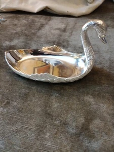 Vintage Sliver Plated American Swan Trinket /  Jewelry Tray RARE! - Picture 1 of 9