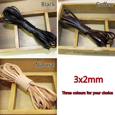 Плоский корова из натуральной кожи найти шнурок струны кружева веревки натуральный / черный / кофе - Изображение 1 из 4