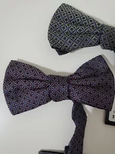 Herringbone Hand made Bow Tie New RRP $119 Italy 100% Silk Sz 13-18 adjust cheap - Picture 1 of 7