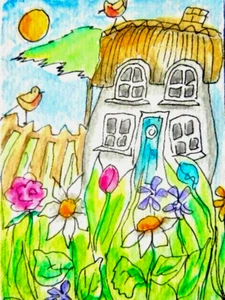 ACEO original watercolour painting - Bloomin' marvellous - Polly - Picture 1 of 1