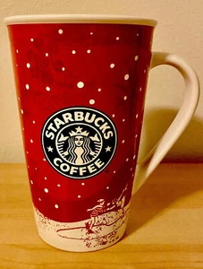 Starbucks 2007 Holiday Weihnachten Winter Eislaufen groß rot Kaffeebecher 16 oz - Bild 1 von 6