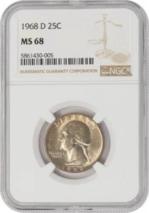 1968-D Washington Quarter 25c MS68 NGC 943104-34 - Picture 1 of 4
