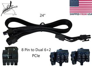 Corsair CP-8920129 PCIe Cable 8 Pin to Dual 6+2 Ends GPU Video Card Ribbon ATX - Picture 1 of 9