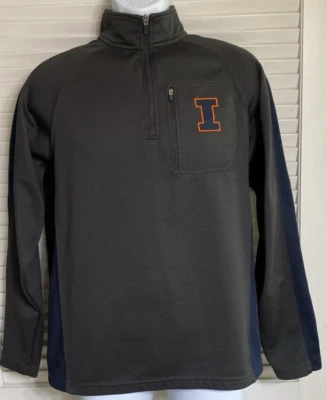 Colosseum Men's Illinois Fighting Illini 1/4 Zip Pullover Jacket, Small, Gray - Image 1 of 4