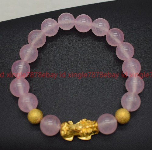 VALENTINO Braccialetto Perline Naturale Bello Grazioso 10mm Rosa Giada Rotonda 7 9 pollici