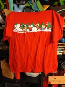 Vintage Peanuts T Shirt Herren Extra Large Rot Weihnachten Snoopy Charlie Braun  - Bild 1 von 6
