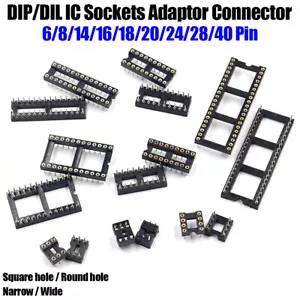 Enchufes DIL/DIP IC Cuadrados/Redondos Agujero Adaptador Soldadura Tipo 6-40 Pin Conector - Imagen 1 de 30