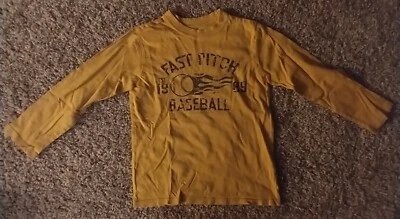 Childrens Place, Boys Size 5/6 Long Sleeve Tee, Fast Pitch Baseball, EUC - Image 1 of 4