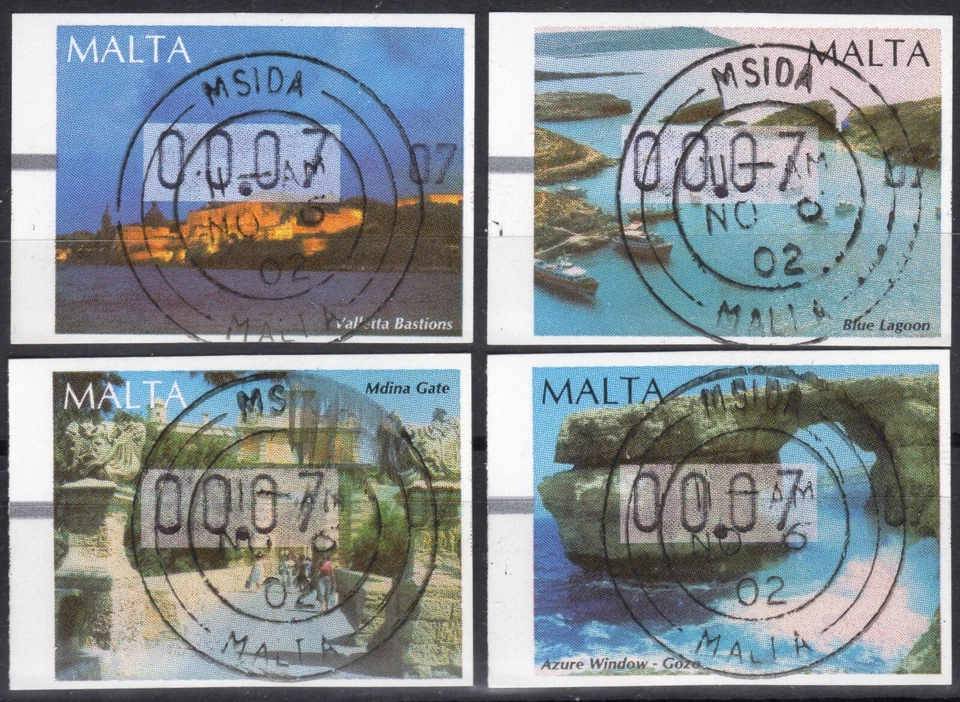 2002 MALTA ATM Stamps 1-4 / Frama Machine 07 / Msida / 7ct first day - Image 1 of 1
