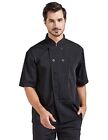 Chef Coat Short Sleeve Double Breasted Black Color Restaurant Uniform For Men