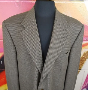 Oscar De La Renta Sport Coat Blazer Brown Black Checked Men’s Size 44R 3 Button - Picture 1 of 13