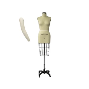 Size 14 Linen Half Body Pro Female Dress Form Mannequin with Arm & Padding Kit - Picture 1 of 5