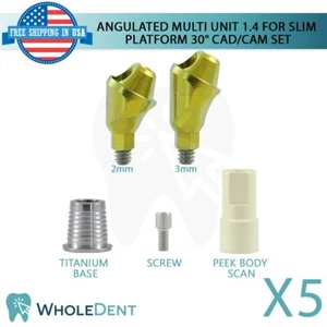 5X Angulated Multi Unit 30° 1.4mm Slim Abutment CAD/CAM Set Int Hex 2.0mm - Picture 1 of 7
