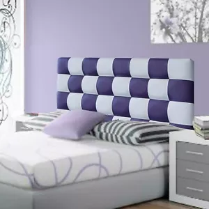 ONEK-DECCO Cabecero tapizado Polipiel Mod.KANSAS Patchwork Blanco-Morado (125cm) - Imagen 1 de 7