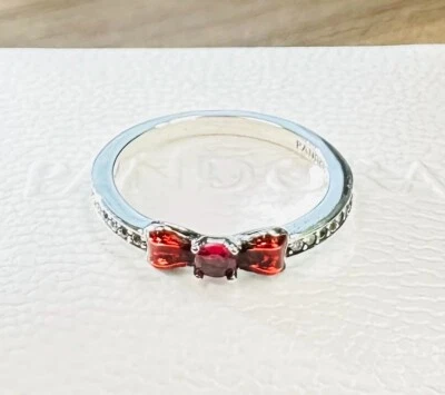Pandora Snow White Bow Ring #193652C01 +GIFT BOX +POLISH CLOTH - Image 1 of 4