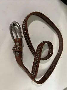 Bed Stu Studded RITA Skinny Brown leather belt Women’s Sz M - Picture 1 of 3